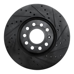 Audi A4 Quattro Brake Rotor (1) - Front Right - R1 Concepts - Drilled & Slotted - Black - `97-`06